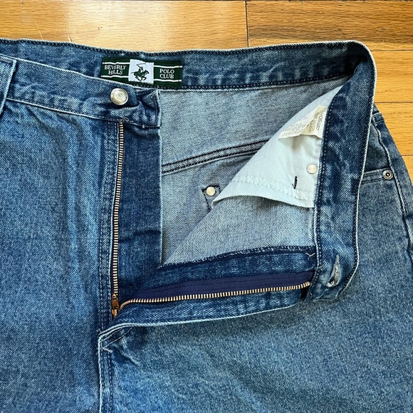 VTG Beverly Hills Polo Club Carpenter Jeans Blue Heavyweight Denim Workwear Y2K - Picture 4 of 13